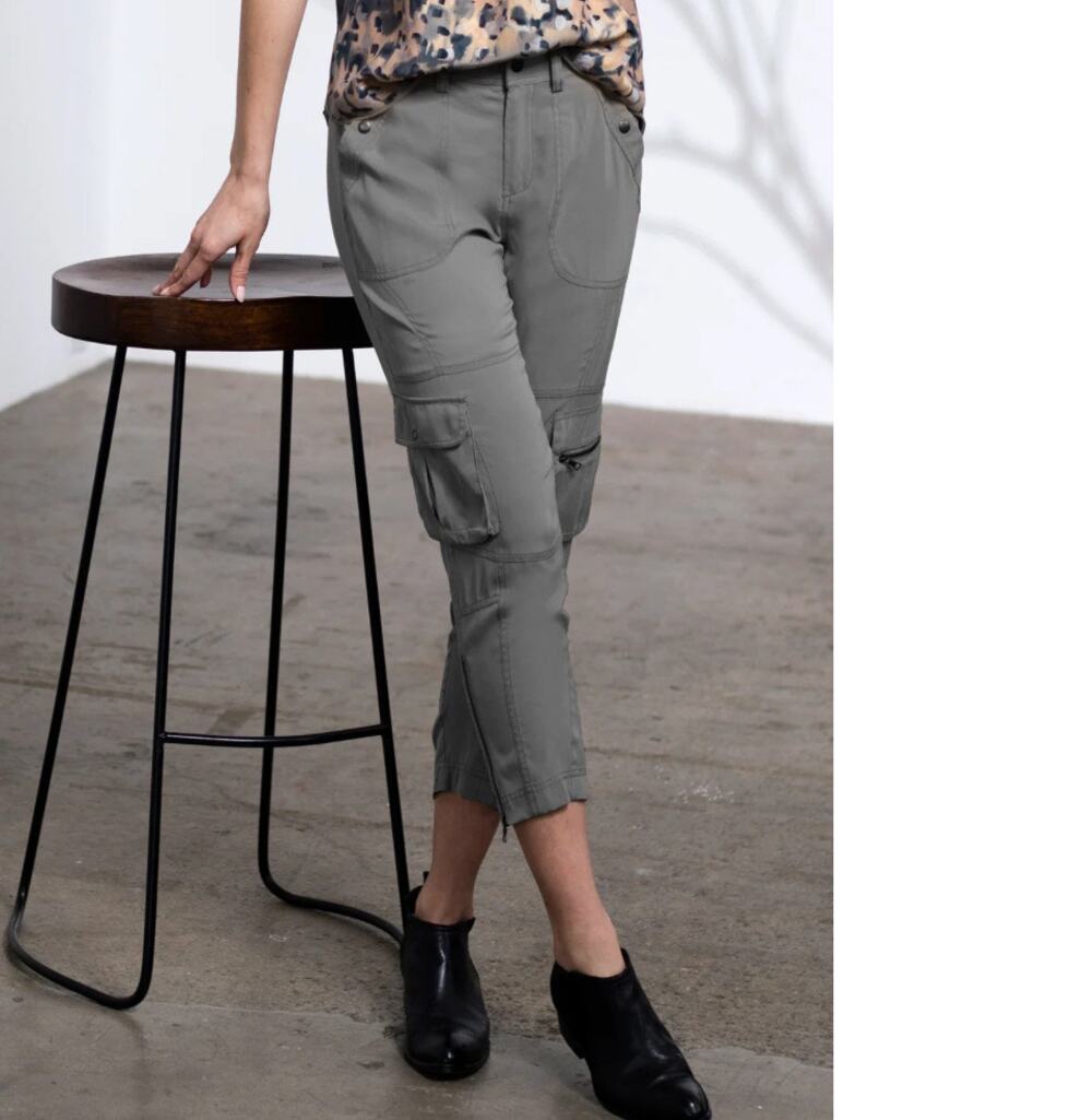 Go by Go Silk Iconic Utility Pant Gray Cargo Sz 8